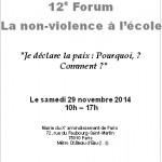 12e Forum « La non-violence à l’école »